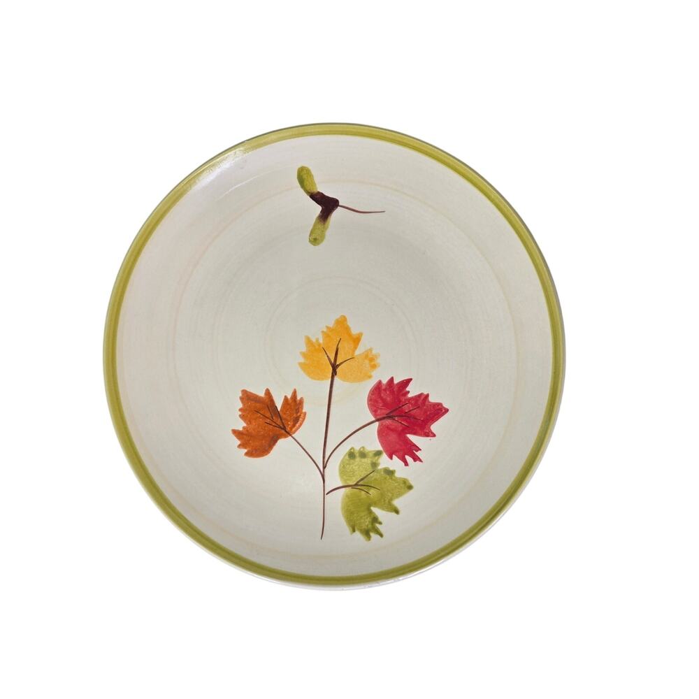 Set of 2- JR2 Autumn Green Brown Maple Leaf 10" Stoneware Dinner Plates